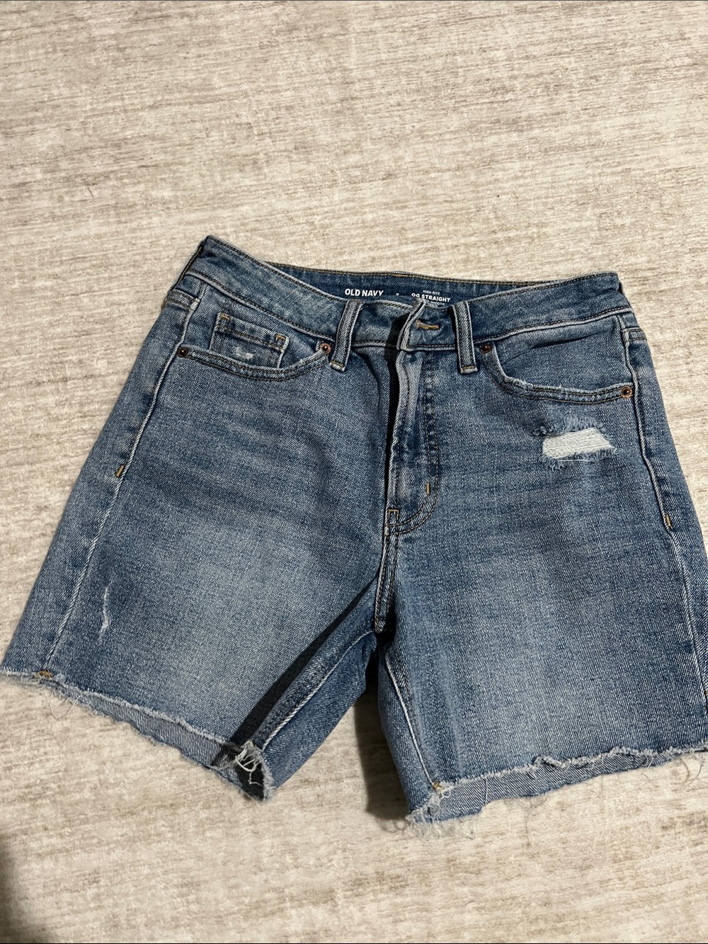 Old Navy Mid Wash Frayed Hem Denim Shorts - Blue